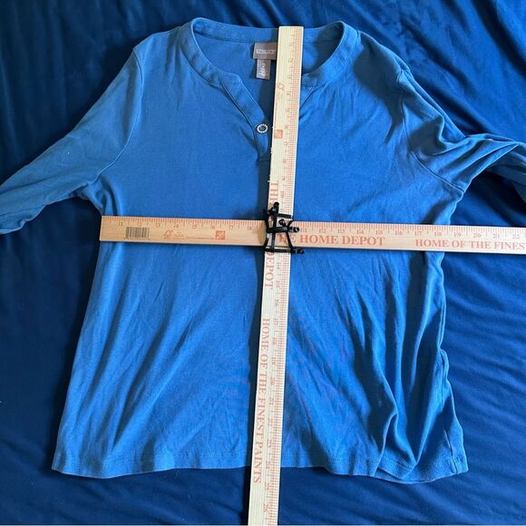 Chico's Blue Button-Detail Long Sleeve Tunic L - Picture 7 of 7